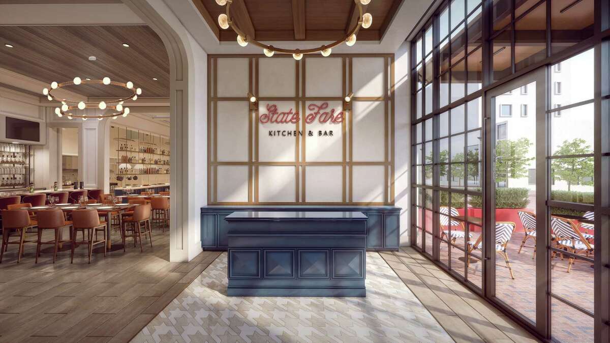 The entrance to State Fare Kitchen & Bar, opening its third location at 1900 Hughes Landing Blvd. in the Woodlands on April 18.