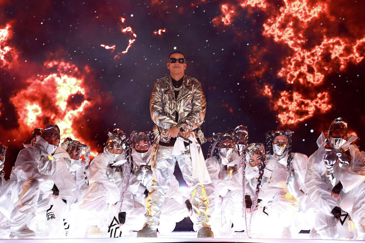 Puerto Rican native Daddy Yankee performs on Dick Clarks New Years Rockin Eve with Ryan Seacrest 2022 during the shows first ever Spanish countdown, from Distrito T-Mobile in San Juan, Puerto Rico.