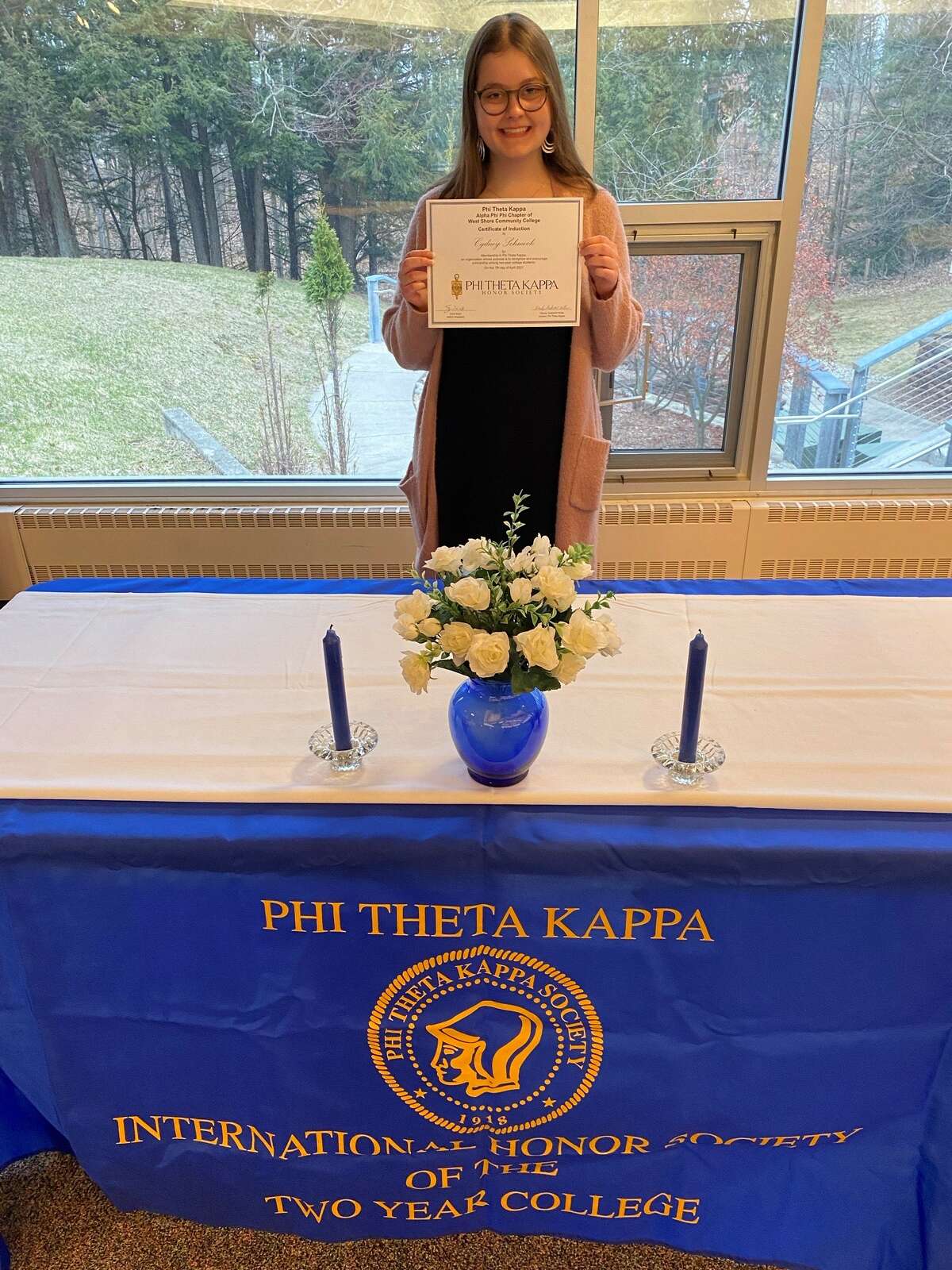 Pictured is Cydney Schmock, a recent inductee into West Shore Community College's chapter of Phi Theta Kappa.