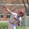 Gavin Van Kempen of Maple Hill delivers a pitch during their game against Catskill on Monday, April 18, 2022, in Castleton-on-Hudson, N.Y. (Paul Buckowski/Times Union)