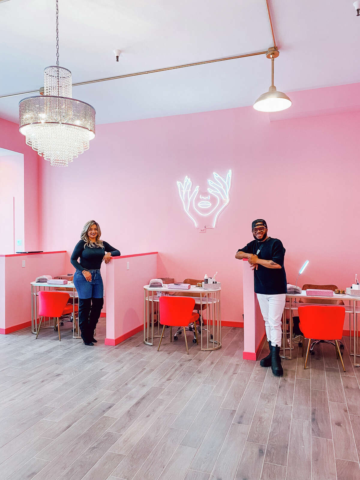 Taccara Lawanson and Yinka Lamboginny Lawanson, known as Ling and Lamb, inside of their nail salon in Norwalk. Wowww Nails by Ling and Lamb will open its door on April 19. 