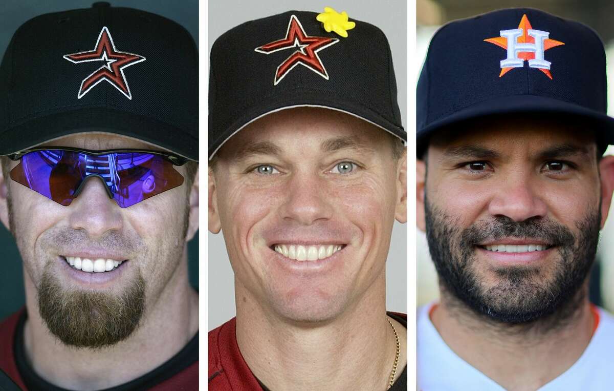Jeff Bagwell (left), Craig Biggio (center) and Jose Altuve (right) are three of the greatest hitters in the history of the Houston Astros franchise.