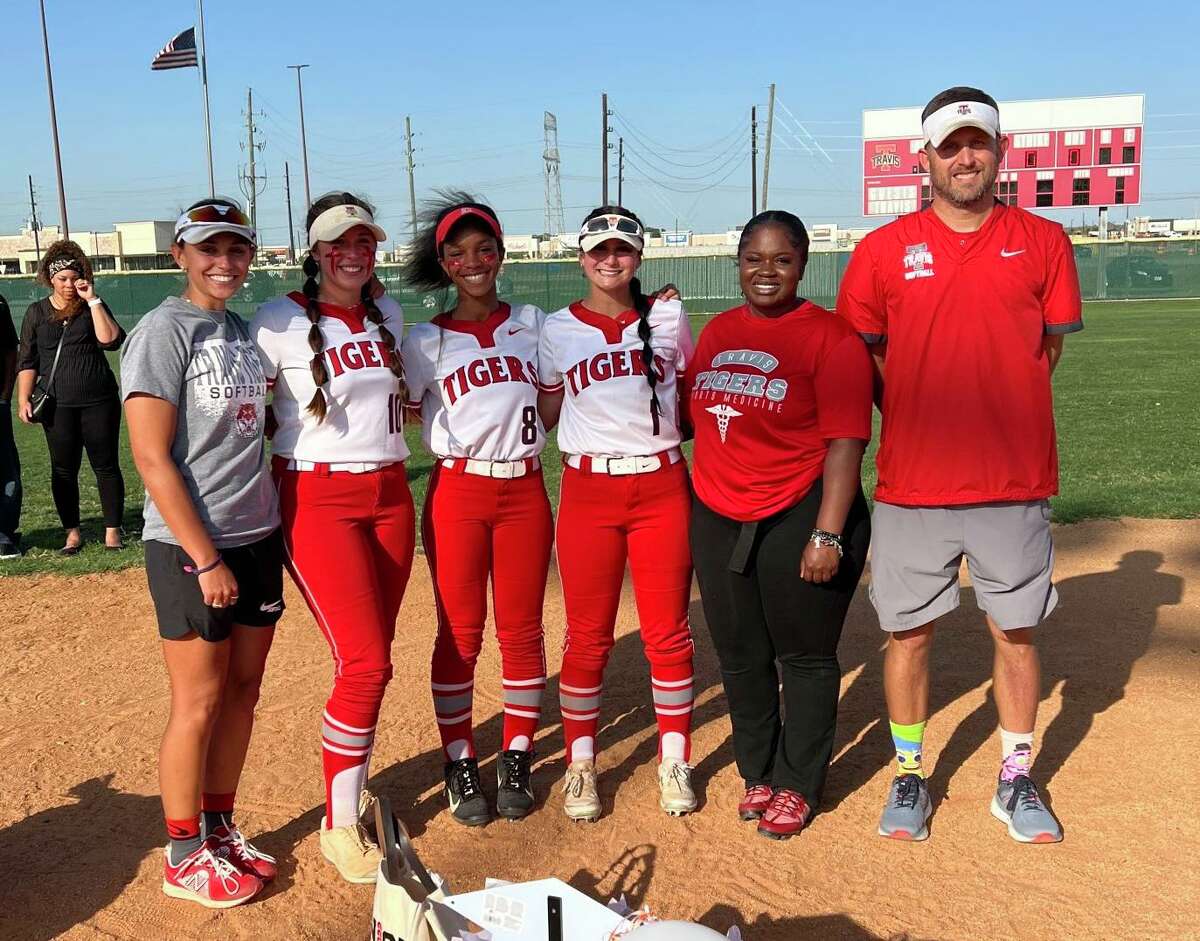 The Travis softball team honored its seniors April 14 during a 10-0 home victory against Dulles. The Vikings improved to 11-1 in District 20-6A for first place with two games left.