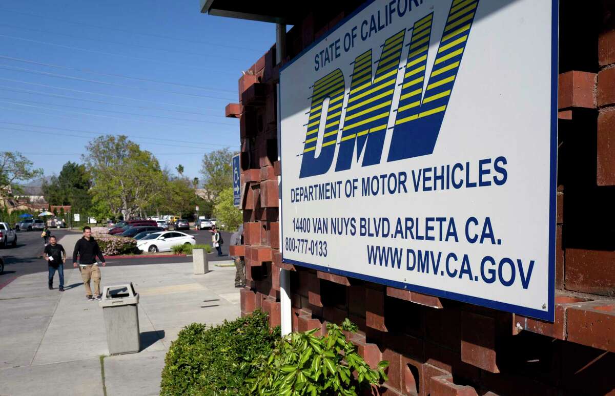 A California Department of Motor Vehicles office is shown in the Arleta neighborhood of Los Angeles.