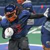 Albany Empire player Dwayne Hollis runs with the ball during practice on Tuesday, April 19, 2022, in Albany, N.Y. (Paul Buckowski/Times Union)