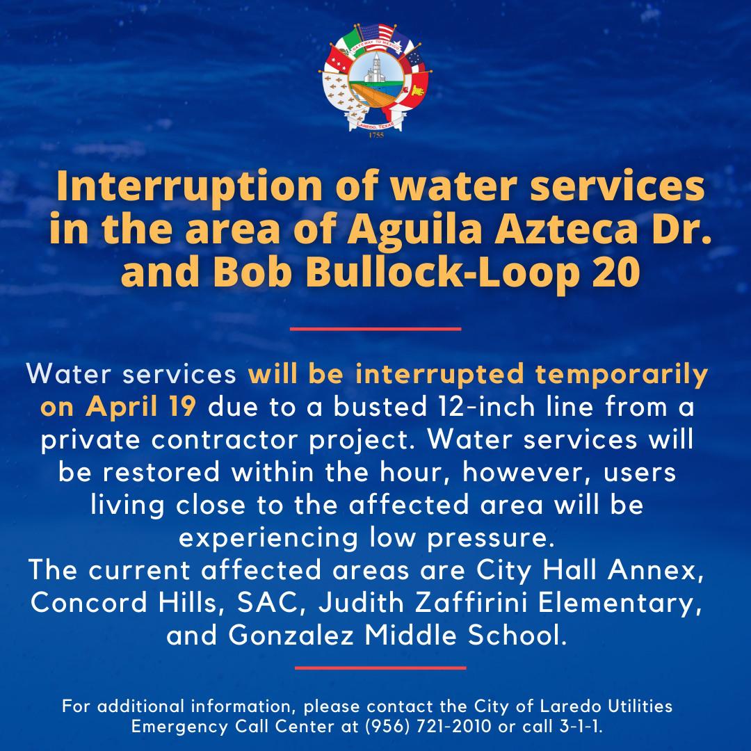 Water services interrupted in south Laredo - Vimarsana News