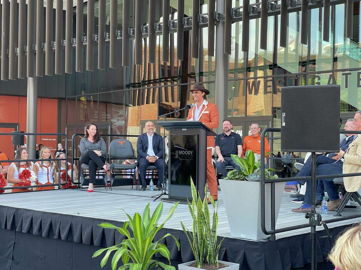 Actor and UT's Minister of Culture Matthew McConaughey invited attendees to "Bless the Mood," at the official ribbon-cutting event for the Moody Center.