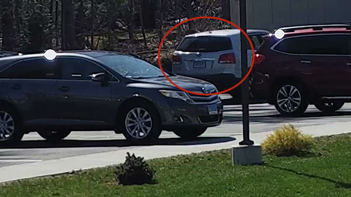 Police are searching for the man who drove this vehicle while he stole a leaf blower and a chainsaw from a lawn care trailer in Dayville Friday afternoon.