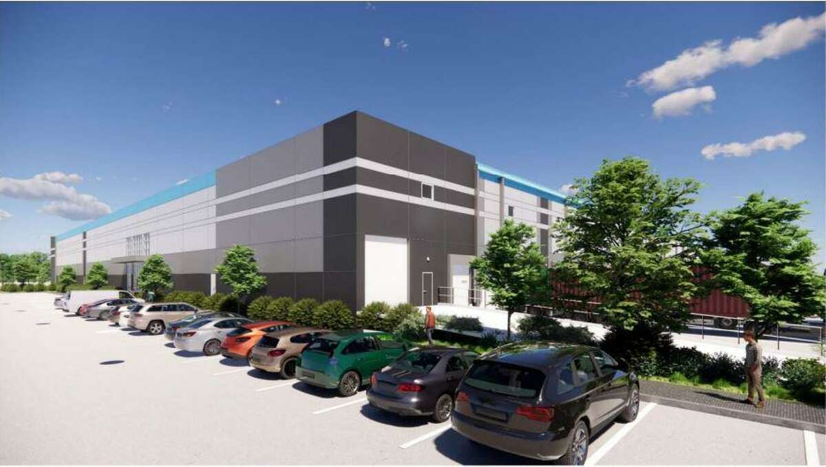 A rendering of a proposed 8-acre warehouse on 105 acres near I-84 Exit 9 in Newtown.