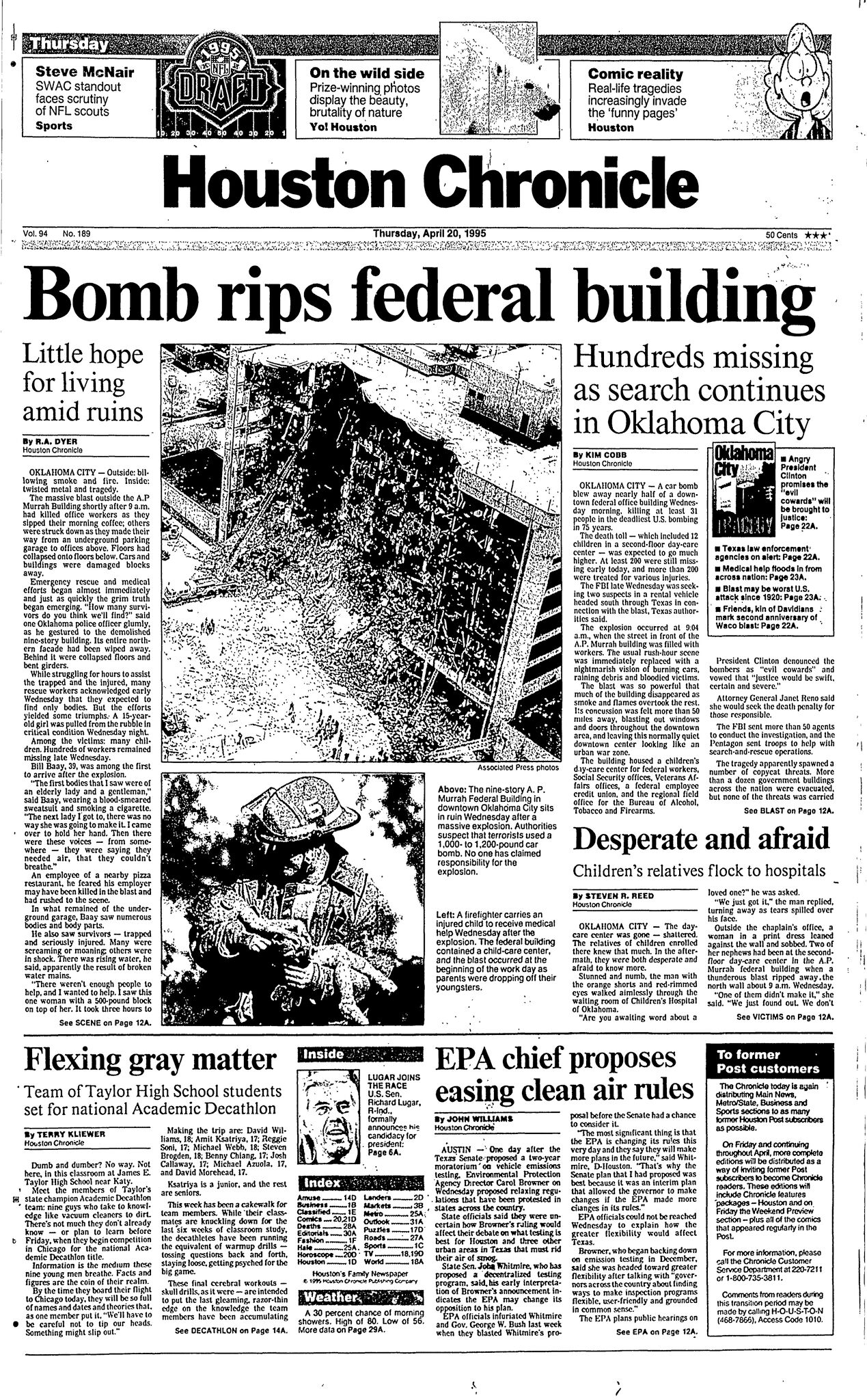 Today in history, April 20, 1995 Chronicle coverage of the tragedy in