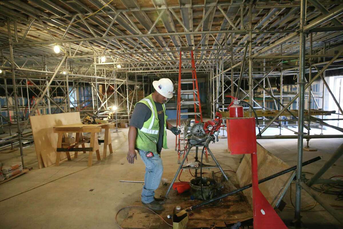 Construction financed by a 2015 bond program continues at the McCollum High School auditorium in Harlandale ISD, which will ask voters May 7 to approve a new round of bond debt totalling $125 million.