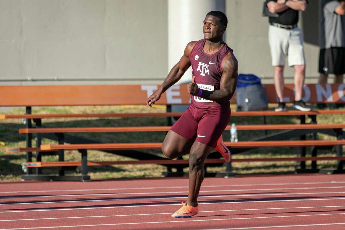 Running back Devon Achane prefers to do his spring sprinting with Texas A&M’s track team.