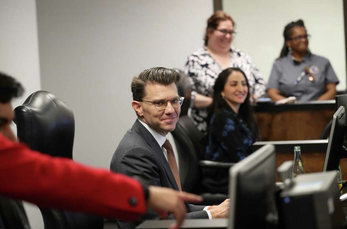 Judge Franklin Bynum presided over the first cite-and-release docket, where people with one of six applicable misdemeanors will show up to court (they were issued a ticket instead of being arrested and booked in jail, but are still accountable to come to court) Wednesday, Feb. 26, 2020, in Houston.