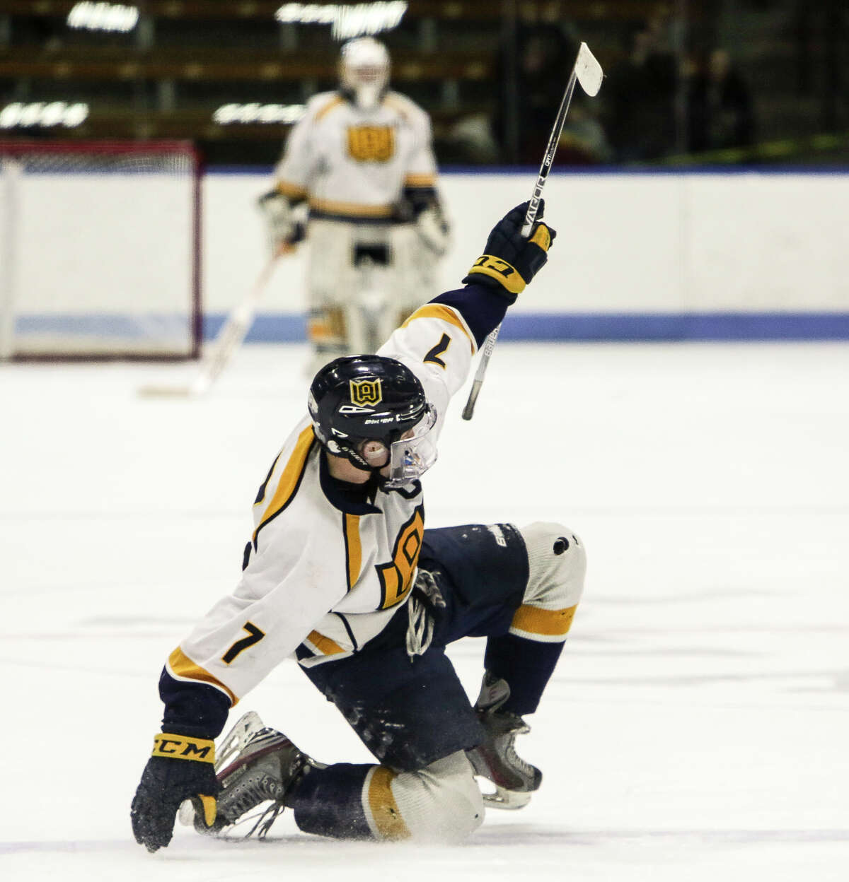 (John Vanacore/New Haven Register) Action from the CIAC Division 3 Boys Hockey Championship pitting Woodstock Academy again Hall/Southington Saturday, March 18, 2017 at Ingall’s Rink at Yale University.