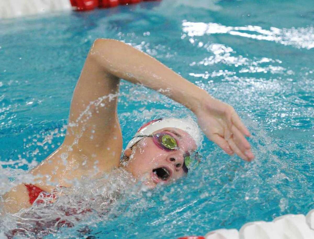 Lillian Clisham of Greenwich competes in the 500 freestyle event during the FCIAC Girls Swimming Championship in 2016. Photo: Bob Luckey Jr. / Hearst Connecticut Media