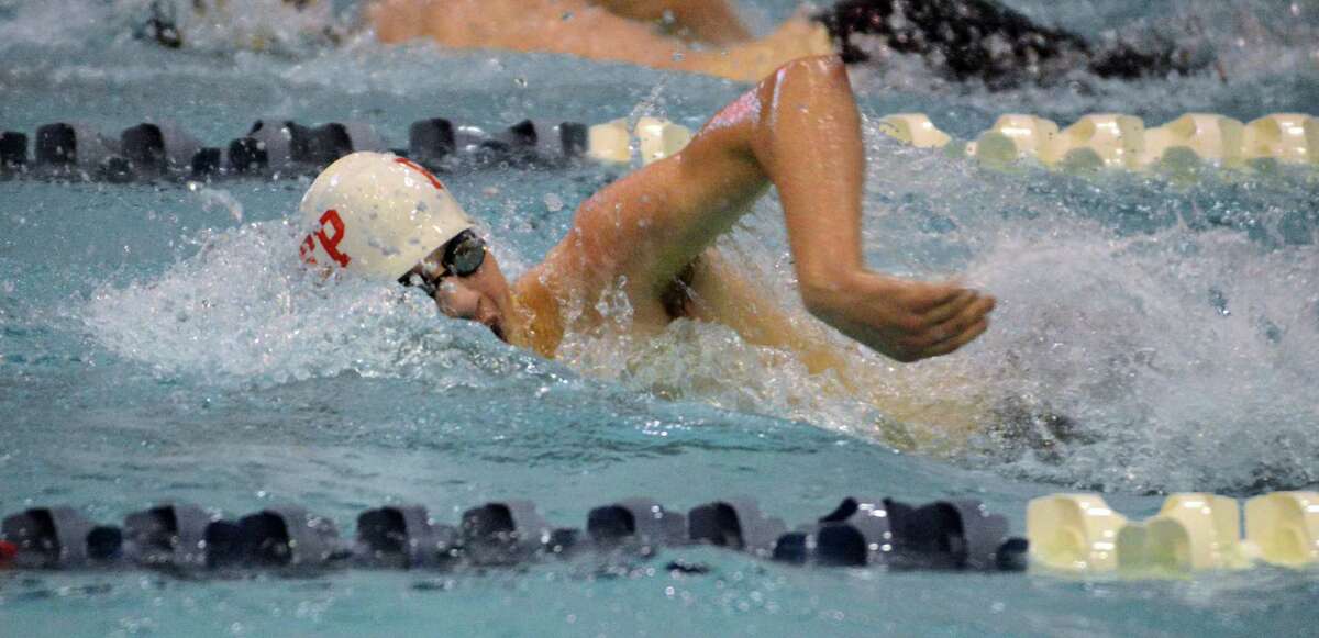 Fairfield Prep's Brody Biebel swims the 200 free during the SCC Championships at SCSU.