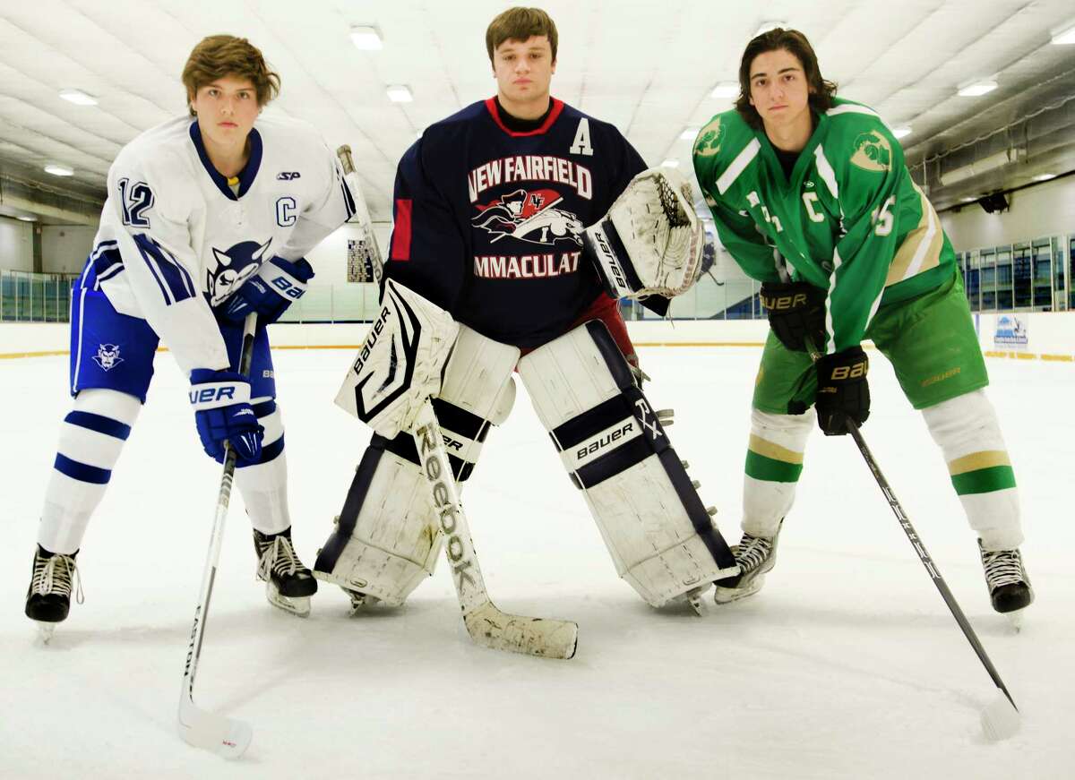 Left to Right: Joe Ayala, of West Haven; Matt Dumas, of Notre Dame, and Ryan Dubos, of Immaculate New Fairfield 12/13. (Melanie Stengel — New Haven Register)