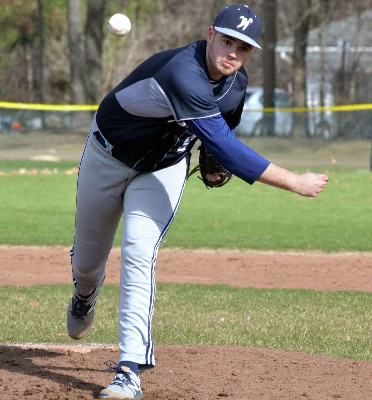 Wethersfield’s Tim Blaisdell pitches against Windsor on Wednesday, April 18, 2018. (Pete Paguaga, Hearst Media Group)
