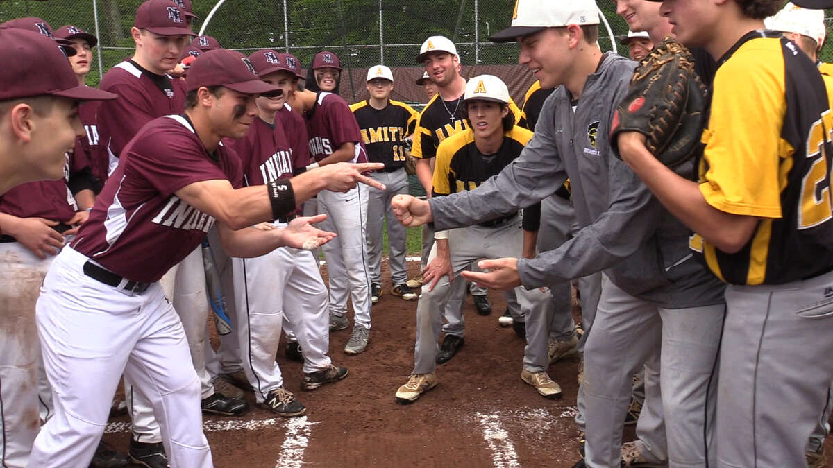 North Haven played Amity in Rock-Paper-Scissors after their game was postponed on May 22, 2018. (Pete Paguaga, Heart Connecticut Media)