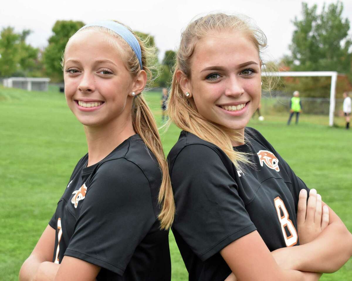 Rebekah Dagenais and Hannah Dagenais are one of the four sets of sisters that play for the Plainfield girls soccer team. (Pete Paguaga, Hearst Connecticut Media)