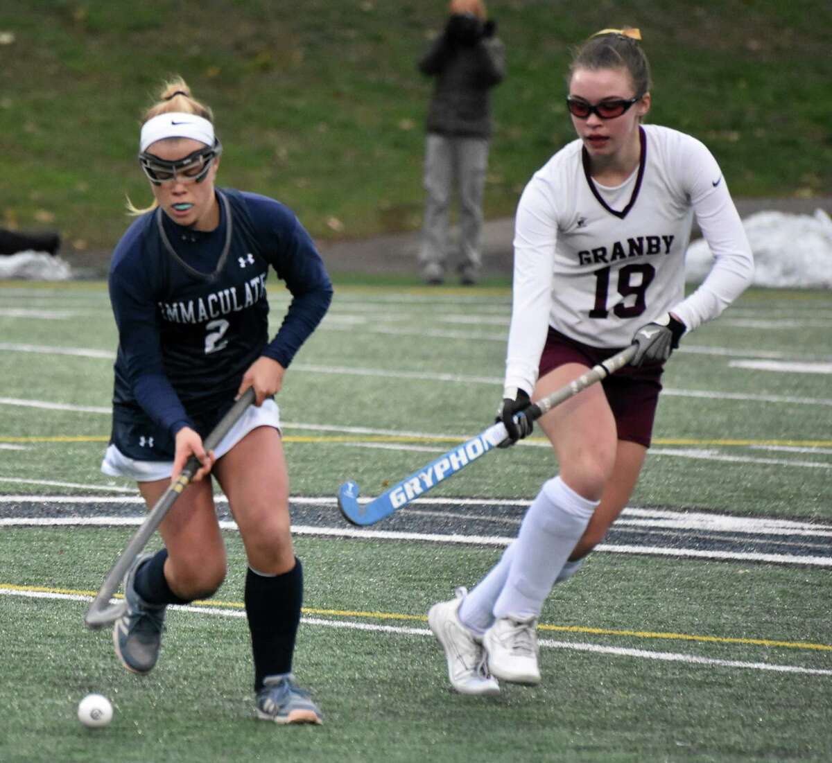 Action from the Class M field state championship between Granby and Immaculate at Wethersfield high school on Sunday, November 18, 2018. (Pete Paguaga, Heart Connecticut Media)