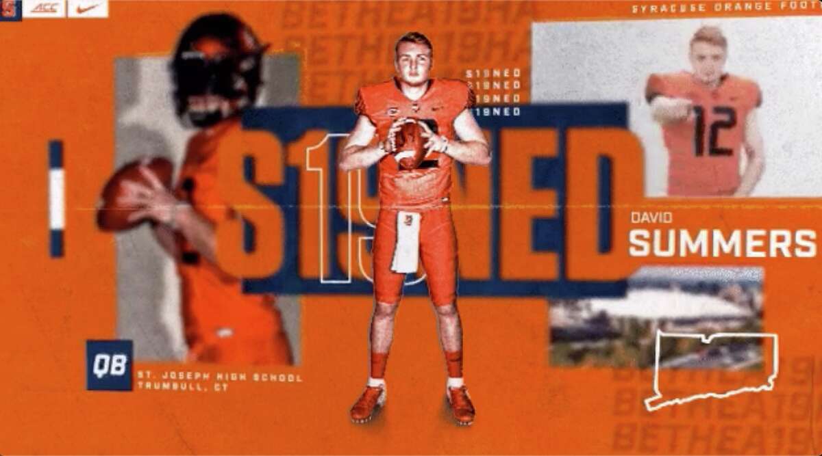 Signing Day card for St. Joseph QB David Summers, who will play at Syracuse, during National Signing Day, Feb. 6, 2019.