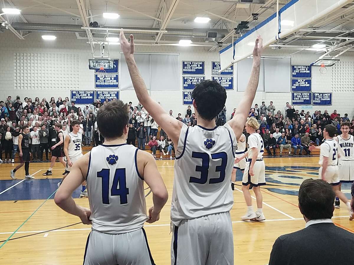 Old Lyme celebrates Tuesday's Shoreline Conference semifinal victory over Valley Regionl