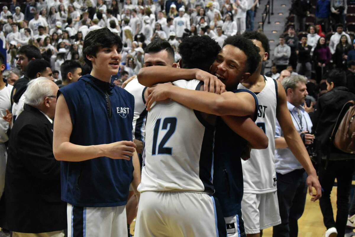 East Catholic defeated Windsor 79-74 to win the Division I boys basketball state championship at Mohegan Sun, Uncasville on Saturday, March 16, 2019. (Pete Paguaga, Hearst Connectiut Media)