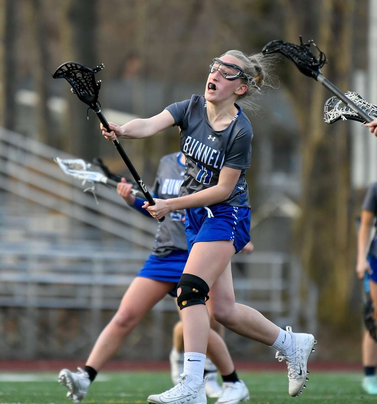 Morgan Reilly unleashes a shot during Bunnell’s win. The sophomore scored six goals for the Lady Bulldogs.