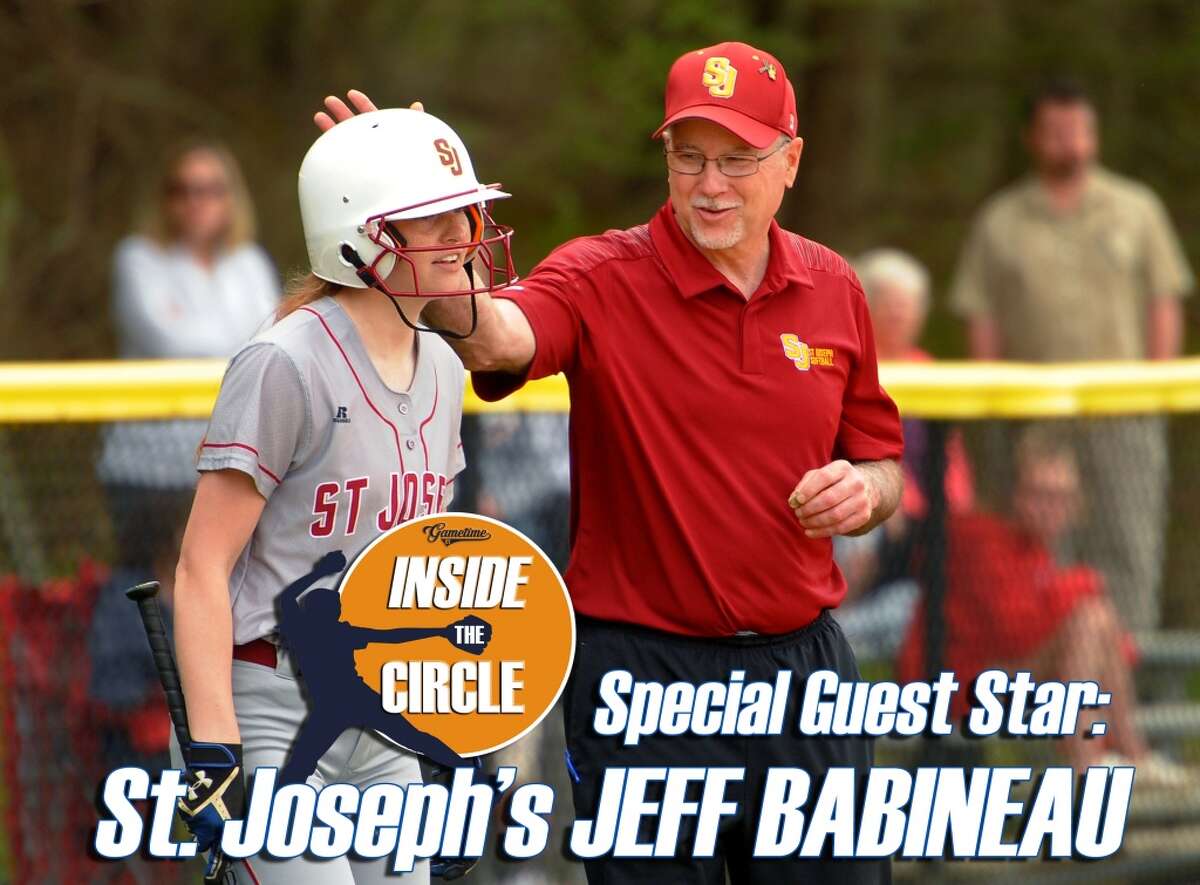 Softball action between St. Joseph and Cheshire in Trumbull, Conn., on Wednesday April 25, 2019. St. Joseph Head Coach: Jeff Babineau.