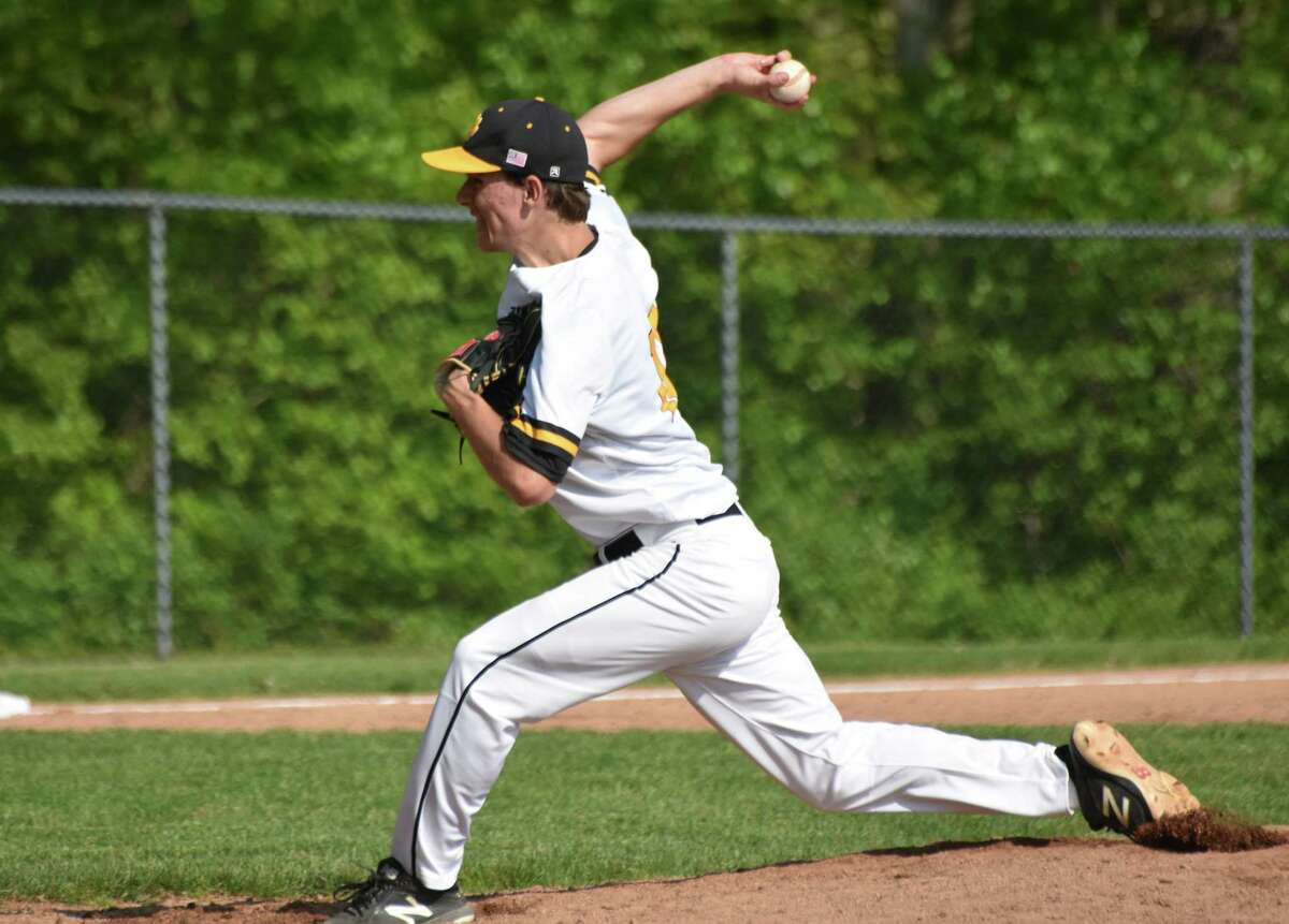Action from Hand vs. Guilford in the SCC baseball quarterfinals on Monday, May 20, 2019 at Hand high school. (Pete Paguaga, Hearst Connectiut Media)