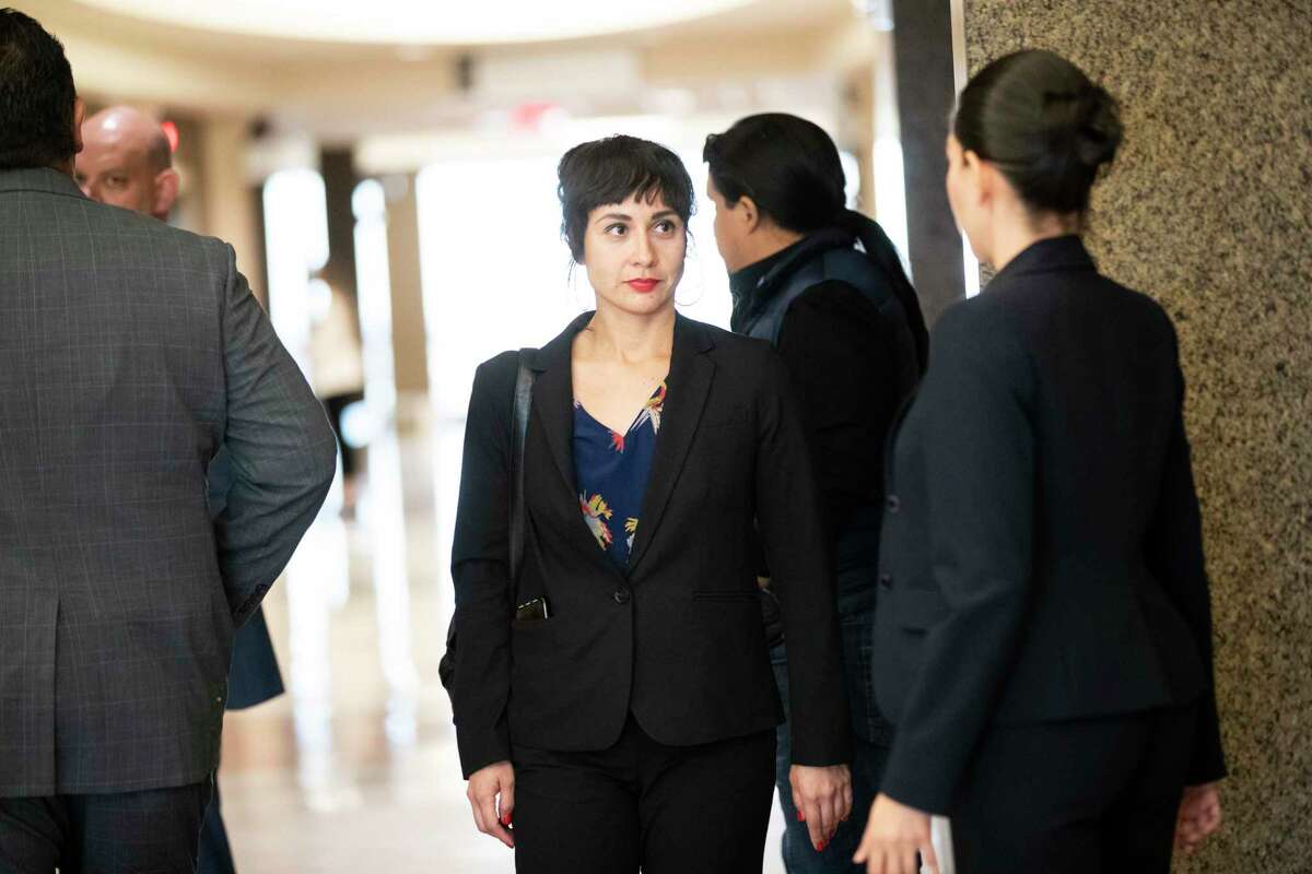 Harris County District Judge Natalia Cornelio, shown in this file photo, has recused herself from overseeing the criminal proceedings into three Harris County employees — all of whom handled a controversial procurement contract for Judge Lina Hidalgo’s office. .