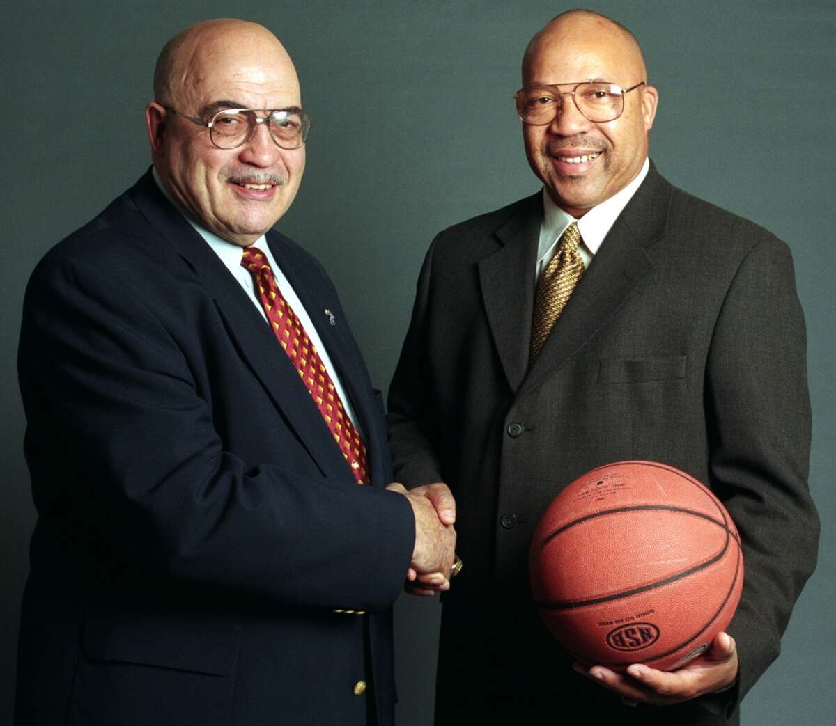 File 11/06/02 –St. Joe’s basketball coach Vito Montelli and Harding basketball coach Charlie Bentley.