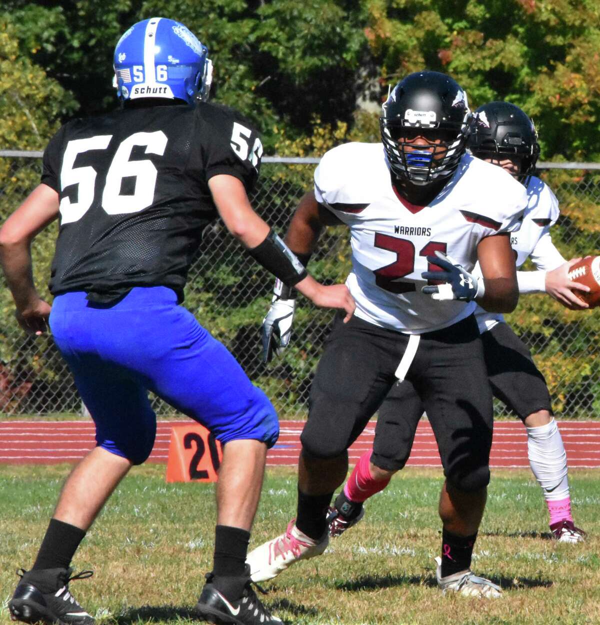 Action between the Stafford co-op and Valley Regional co-op at Stafford high school on Saturday, Oct. 5, 2019. (Pete Paguaga, Hearst Connecticut Media)