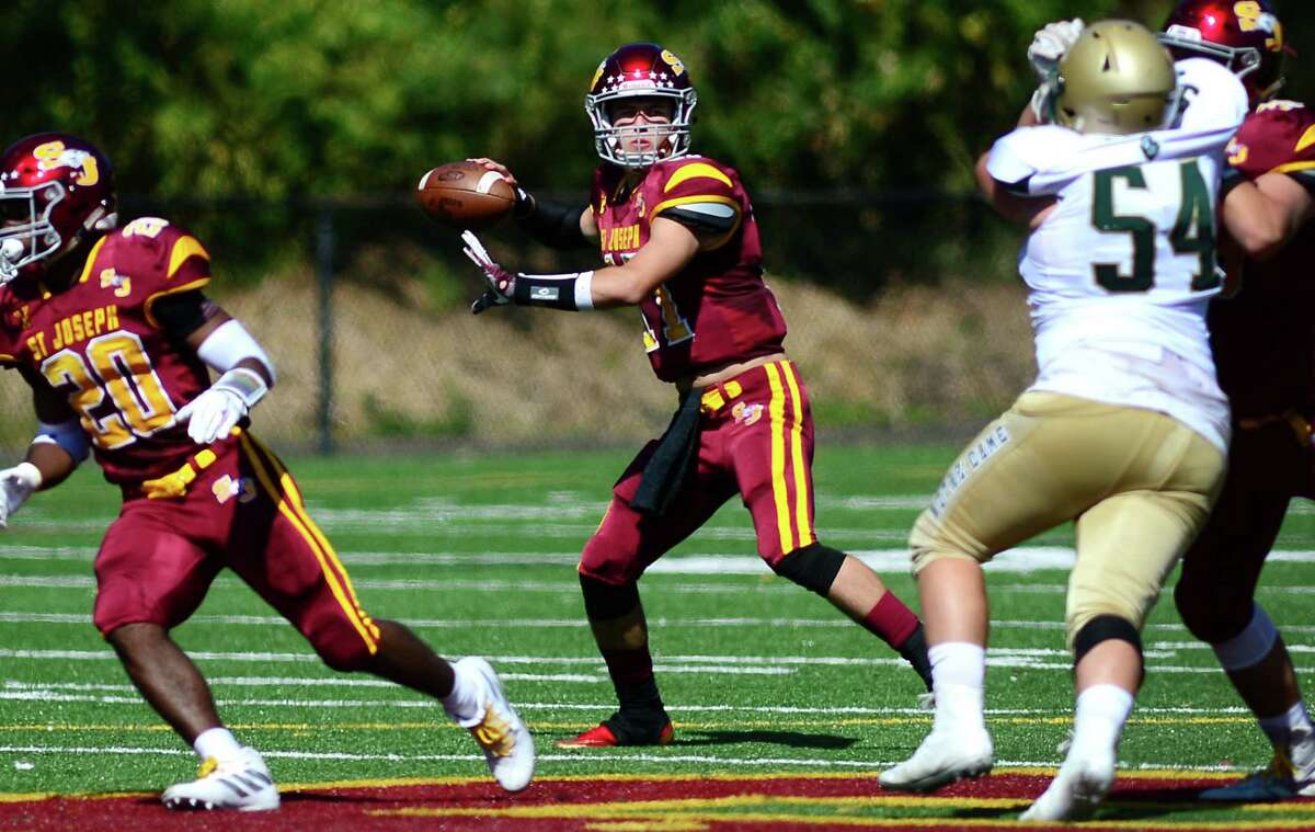 Quarterback Jack Wallace and Joseph High School take on Notre Dame-West Haven during their CIAC football game Saturday, September 21, 2019, in Trumbull, Conn.