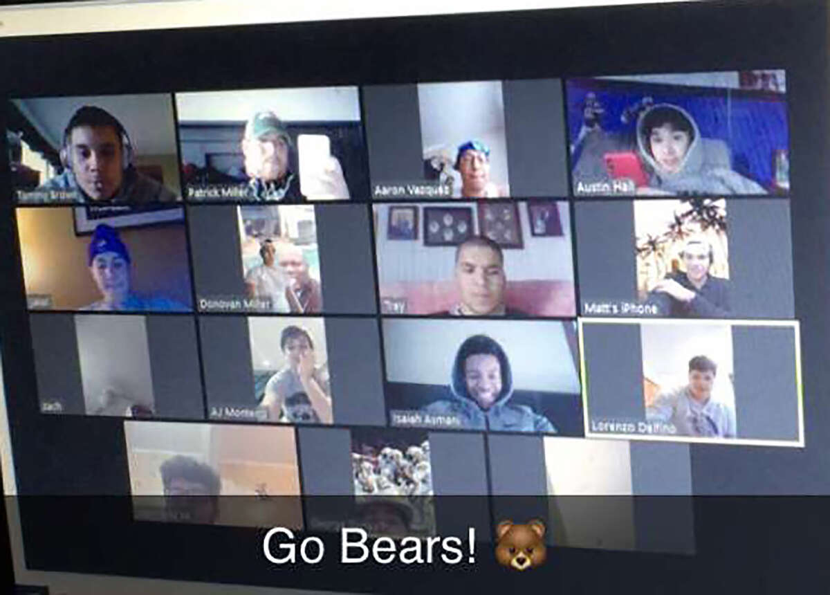 Norwalk football players and new head coach Pat Miller have been building team bonds and communicating from a distance via Zoom meetings during the COVID-19 this spring.