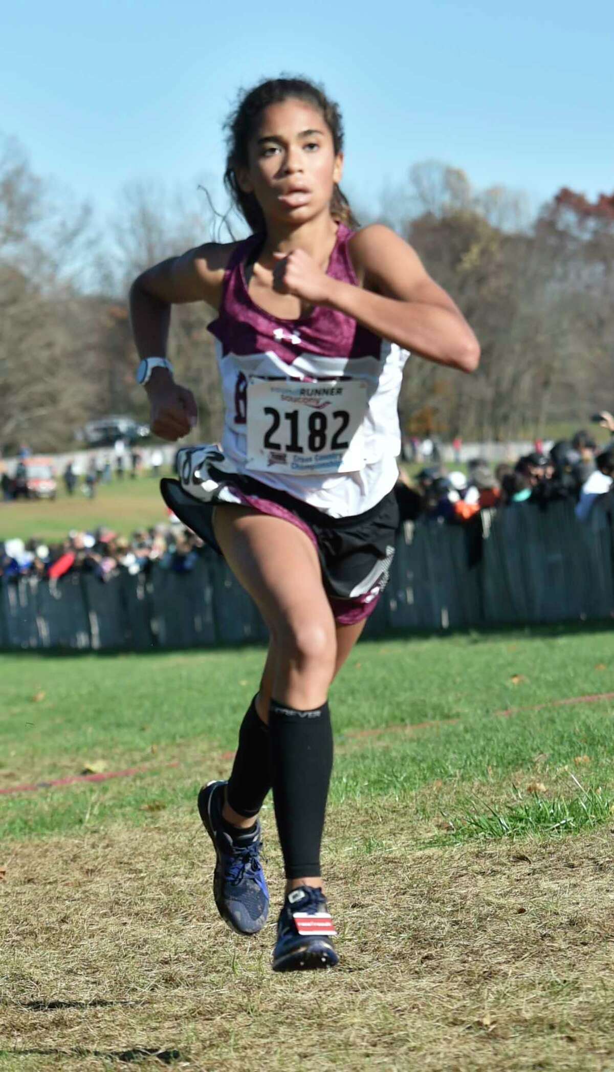 Manchester, Connecticut -Wednesday, November 1, 2019: The CIAC Girls Cross Country Open Championship Friday at Wickham Park in Manchester. 4th place finisher Ava Graham of Bethel H.S.