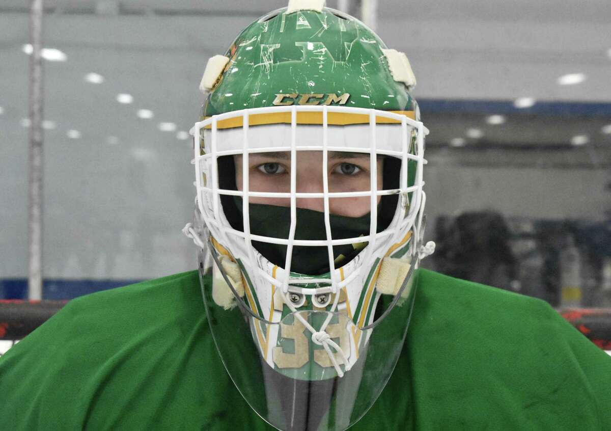 Notre Dame-West Haven goalie Connor Smith has been locked in for the Green Knights for the past three seasons. (Pete Paguaga/Hearst Connecticut Media)