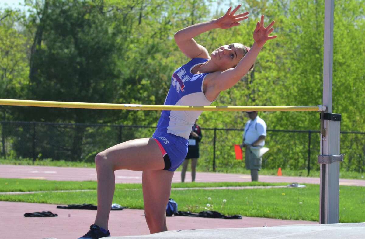 Nonnewaug’s Mae Matthews won the high jump with a height out 4-feet 10 to help lead the Chiefs to their 19th straight girls Berkshire League title.