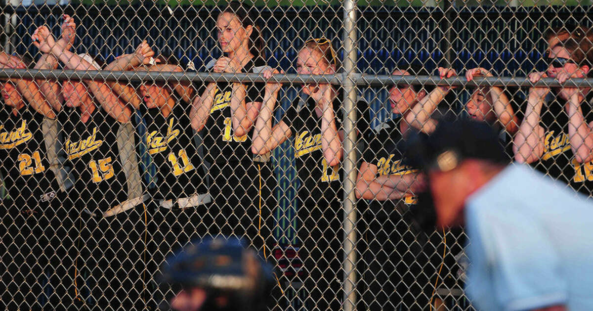 Hand’s softball team watches on as Southington dominates in the Class LL softball semifinals at Biondi Field (Photo Peter Hvizdak)