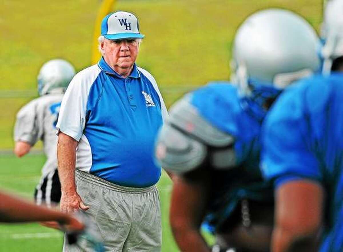 Ed McCarthy coaches West Haven during a preseason practice (Photo Peter Casolino – Register)