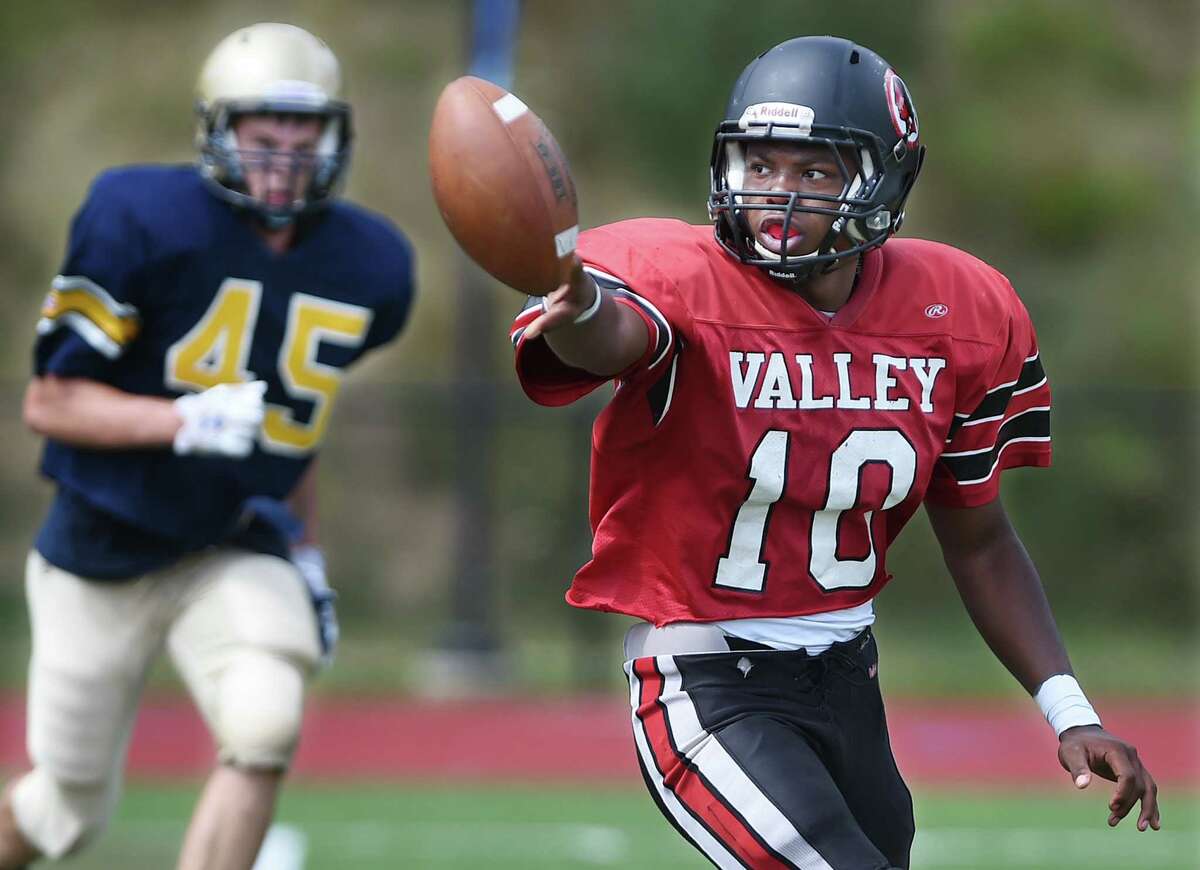 Valley Regional senior quarterback Chris Jean-Pierre during a scrimmage against Platt Saturday morning at Middletown High School. (Photo Catherine Avalone, Middletown Press)