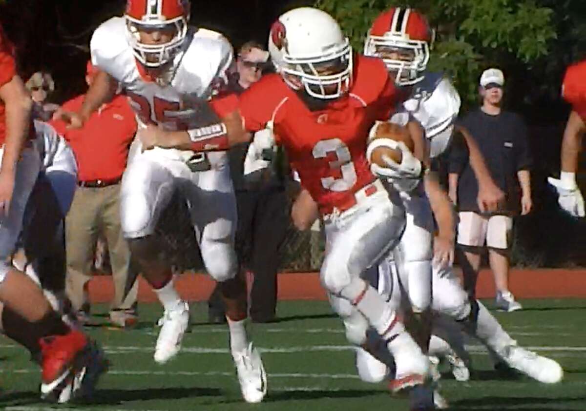 Greenwich senior and Fordham commit Austin Longi (3) ran for over 1,300 yards and 21 touchdowns in the final six games of 2013, giving hope that the Cardinals will be a force in 2014. (Screen cap Sean Patrick Bowley)