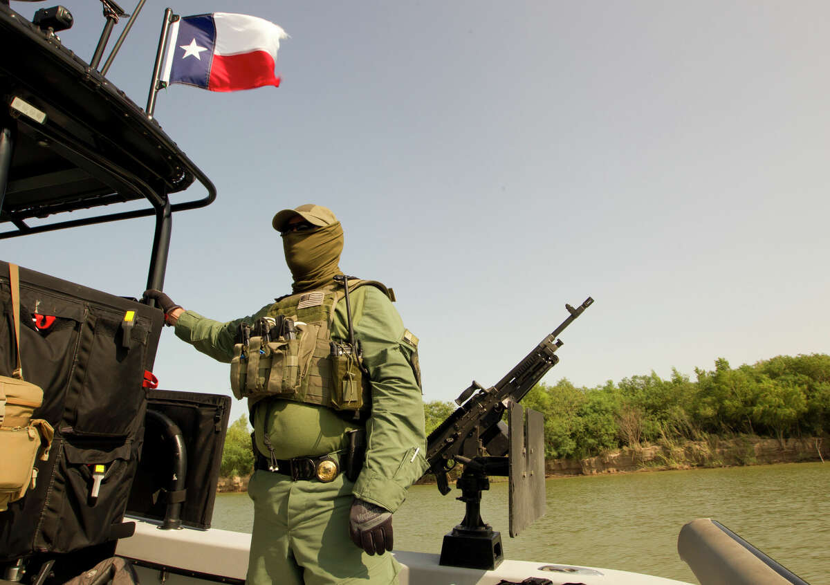 Texas Department of Public Safety troopers patrol the Rio Grande River south of McAllen, Texas at Anzalduas Park in Hidalgo County on the Texas-Mexico Border. Many illegal immigrants have been caught in the area because of a large public park on the Mexican side. (Photo by Robert Daemmrich Photography Inc/Corbis via Getty Images)