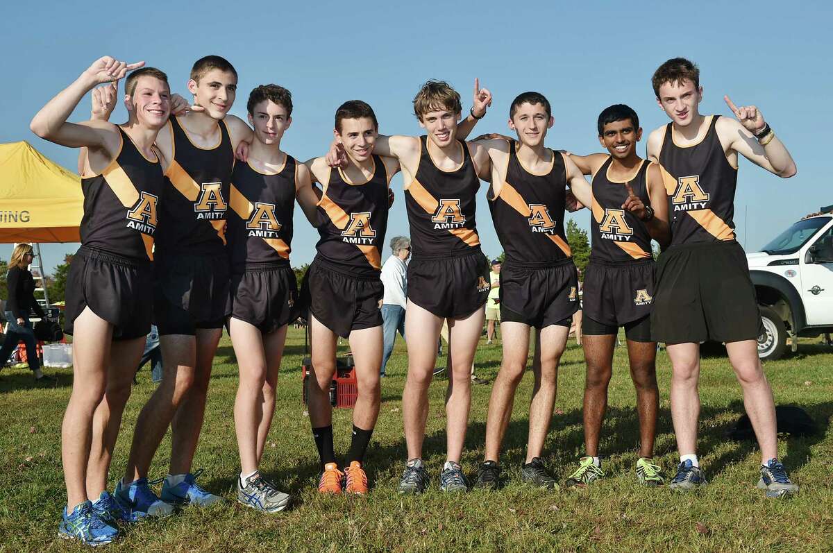 Amity High School won the 21st Annual Southern Connecticut Conference boys cross country championship at Hammonasset State Park in Madison on Friday. Photo by Catherine Avalone/Register