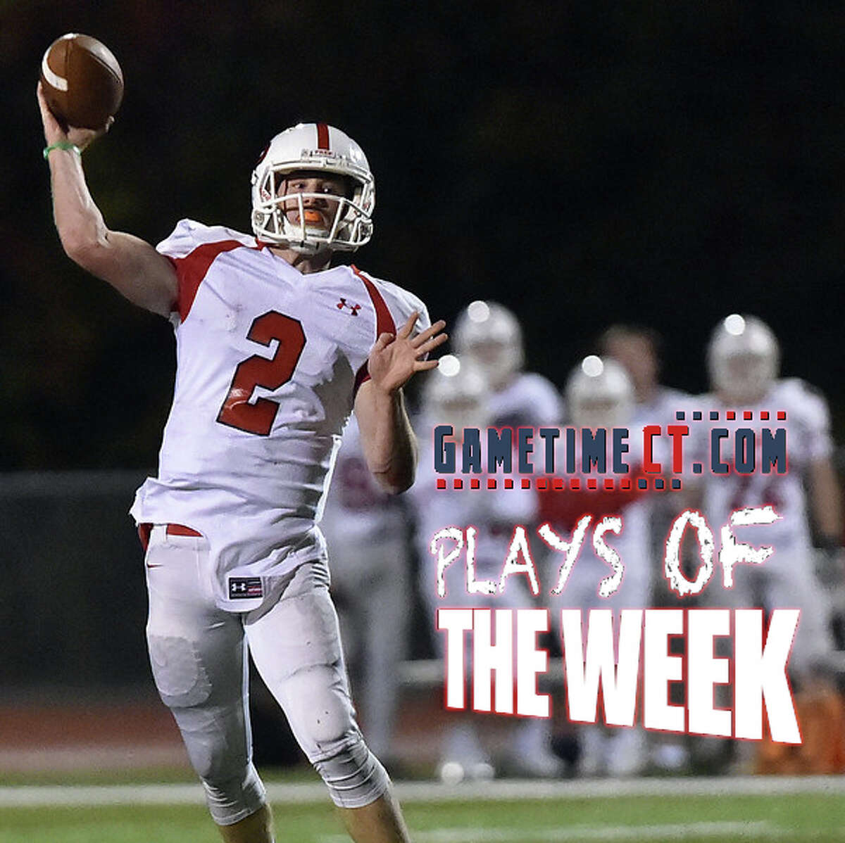 Fairfield Prep’s Colton Smith had over 500 yards of total offense in Prep’s 51-28 victory over Cheshire (Photo Catherine Avalone, Graphic Sean Patrick Bowley)