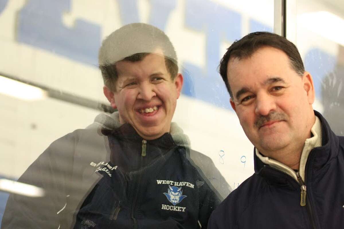 West Haven team manager Zackary Lublin (left) and his best buddy West Haven coach Joe Morrell (Photo courtesy of Todd Dandelske)