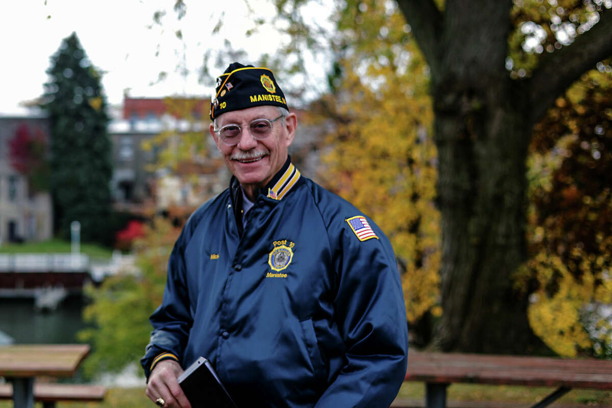 Mick Szymanksi, pictured at the 2021 Veterans Day event at Veterans Memorial Park, will not re-seek re election for the fifth district Manistee City Council seat. At Tuesday's city council meeting, he announced he would not be running.