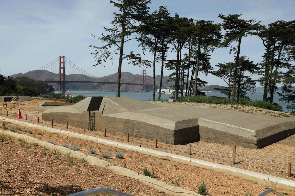 Part of Battery Slaughter with the Golden Gate Bridge behind it.