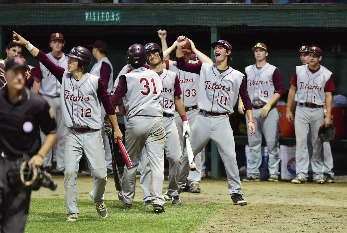 The Sheehan Titans defeated the Montville Indians, 5-0, in the Class M state baseball championship game, Friday, June 12, 2015, at Palmer Field in Middletown. (Catherine Avalone/New Haven Register)